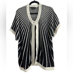 Colette Mordo Black and White Striped Knit Cardigan Size XL